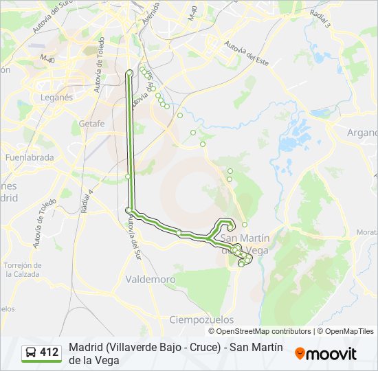 Mapa de 412 de autobús