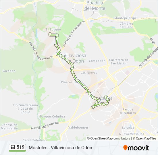 Mapa de 519 de autobús