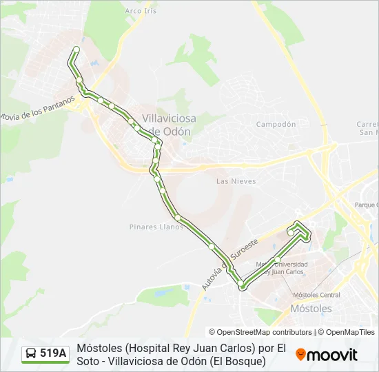519A Bus Line Map