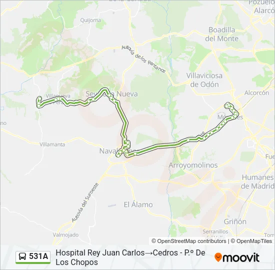 531A Bus Line Map