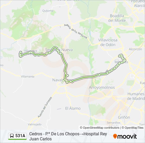 531A bus Mapa de línia