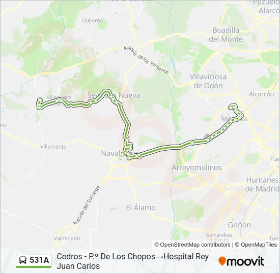 531A Bus Line Map