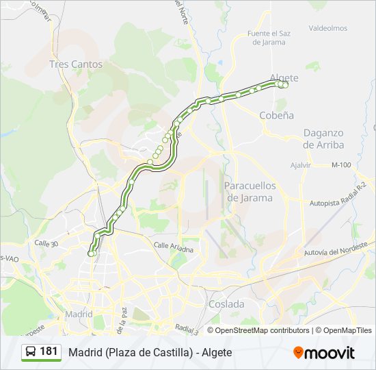 Mapa de 181 de autobús