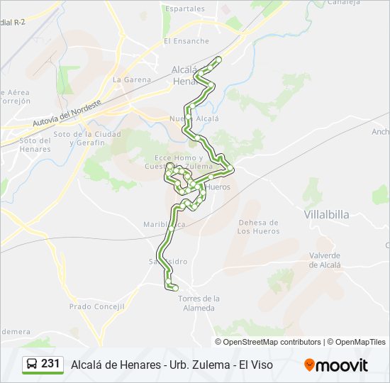 Mapa de 231 de autobús