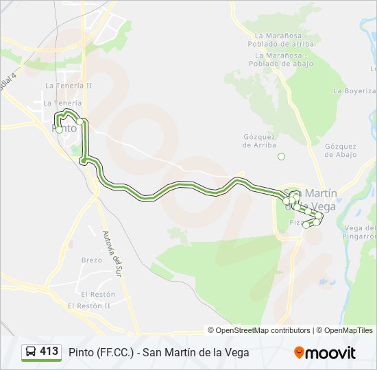 413 bus Line Map