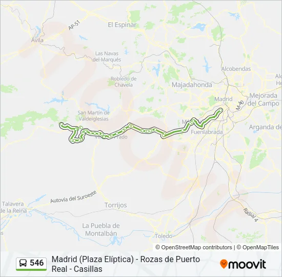 546 Bus Line Map