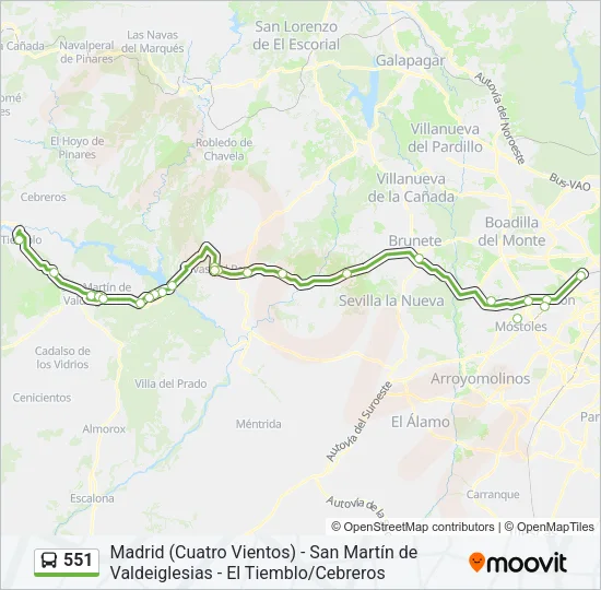 551 Bus Line Map