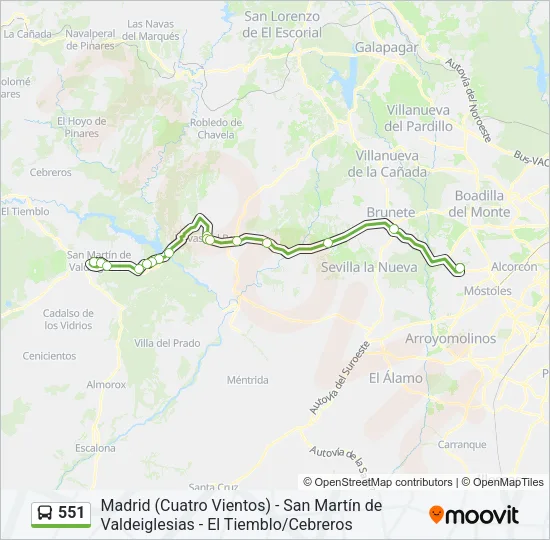 551 Bus Line Map