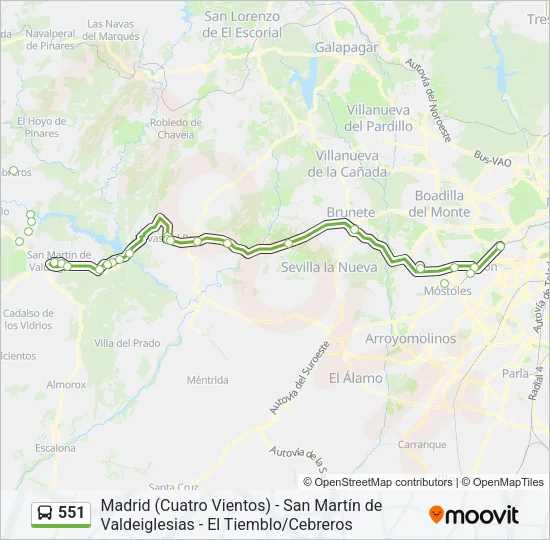 551 Bus Line Map