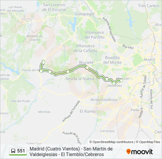 551 Bus Line Map