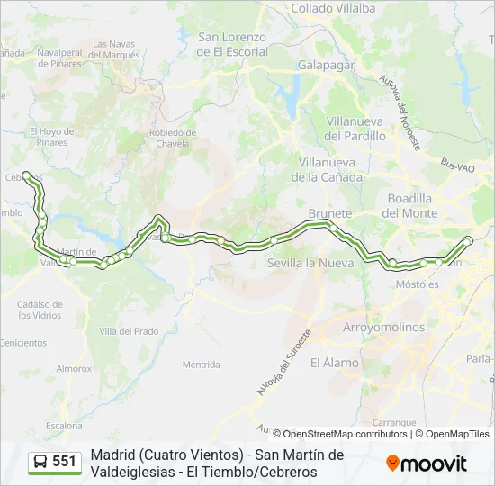 551 Bus Line Map