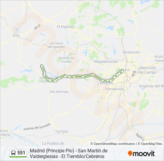 551 bus Mapa de línia