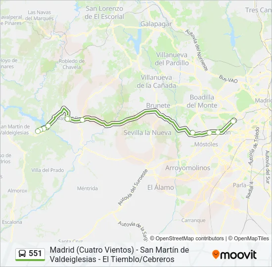 551 Bus Line Map