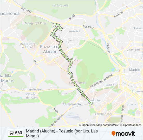 Mapa de 563 de autobús