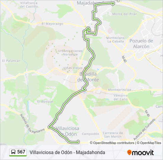 Mapa de 567 de autobús