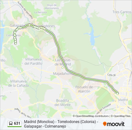 Mapa de 631 de autobús