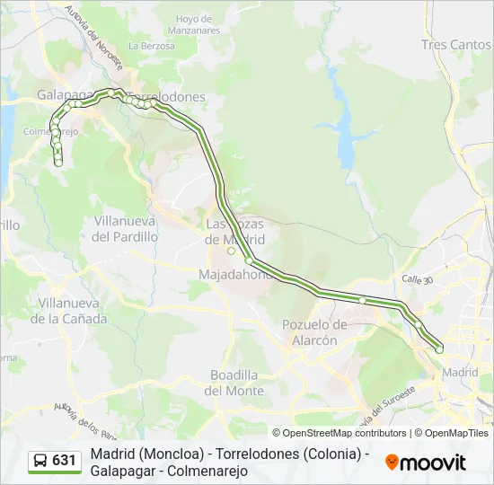 631 Bus Line Map