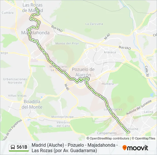 561B Bus Line Map