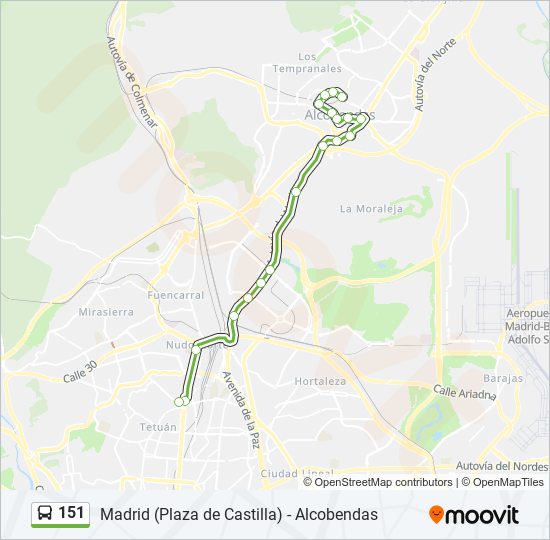 Mapa de 151 de autobús