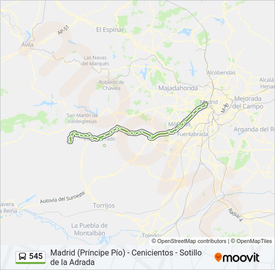 545 bus Line Map