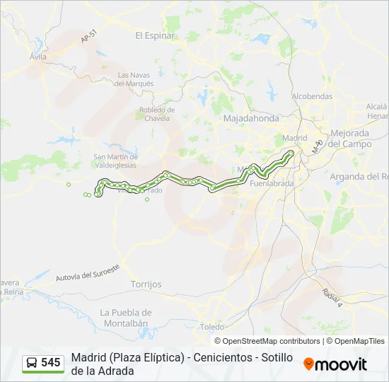545 Bus Line Map