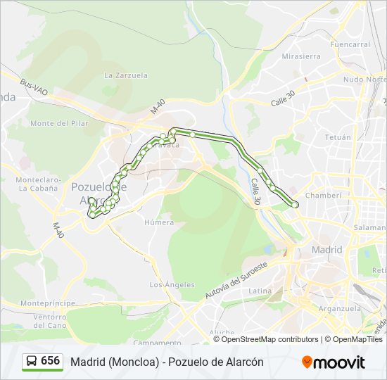 Mapa de 656 de autobús