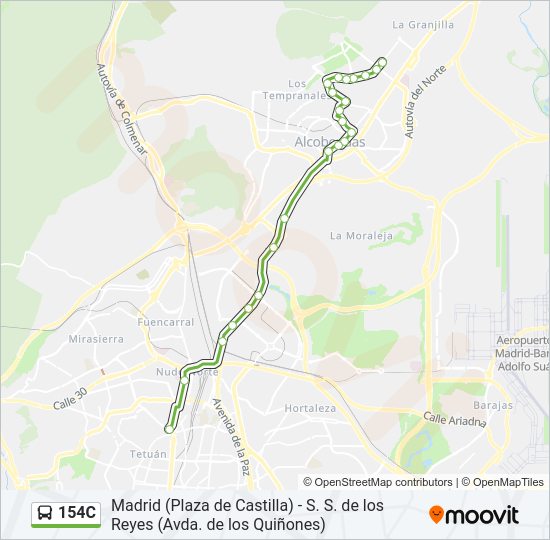 154C Bus Line Map