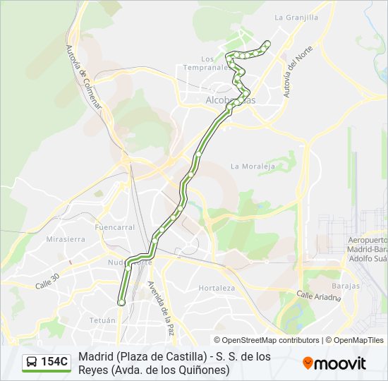 154C Bus Line Map