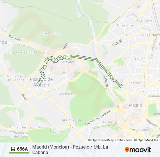 Mapa de 656A de autobús