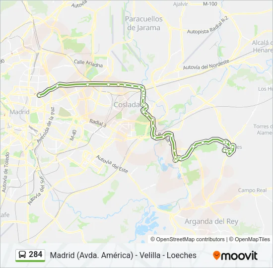 284 Bus Line Map