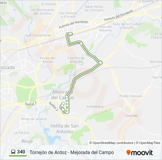 340 Bus Line Map