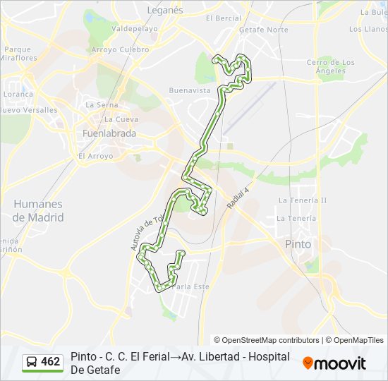 Mapa de 462 de autobús