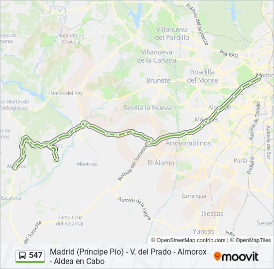 Mapa de 547 de autobús