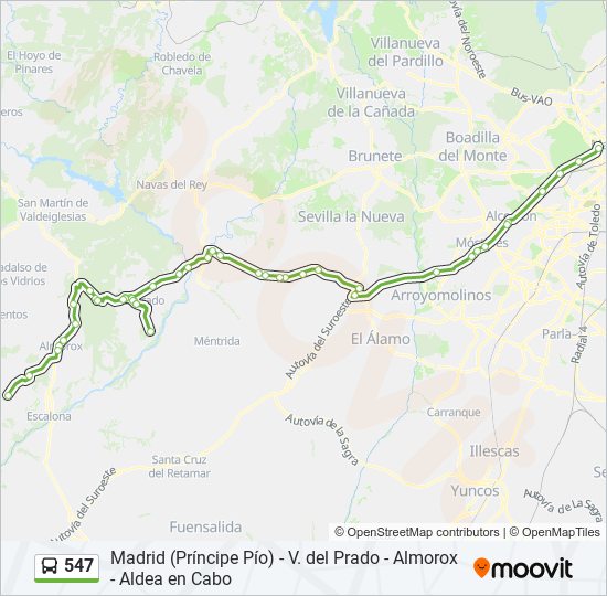 Mapa de 547 de autobús