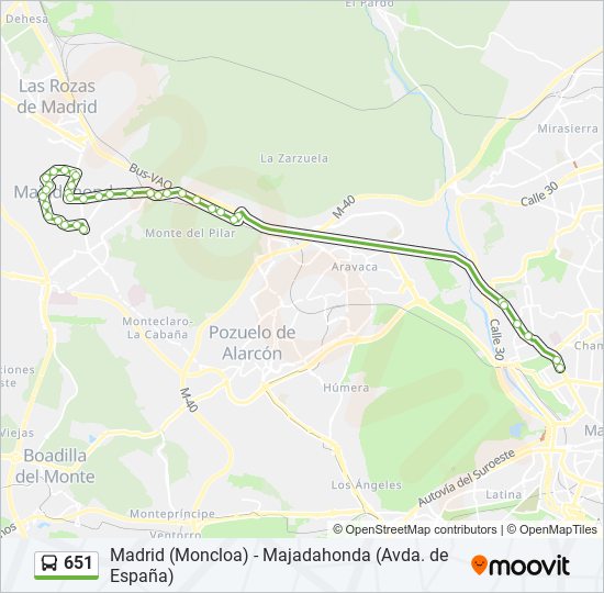 Mapa de 651 de autobús