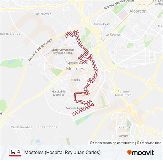 Mapa de 4 de autobús