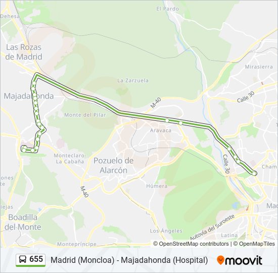 Mapa de 655 de autobús