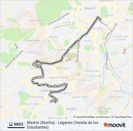 N802 Bus Line Map