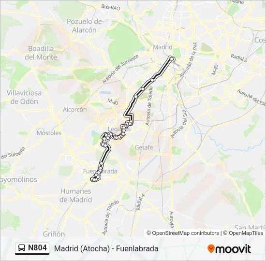 N804 Bus Line Map