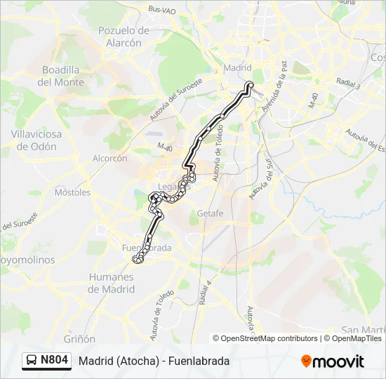 N804 Bus Line Map