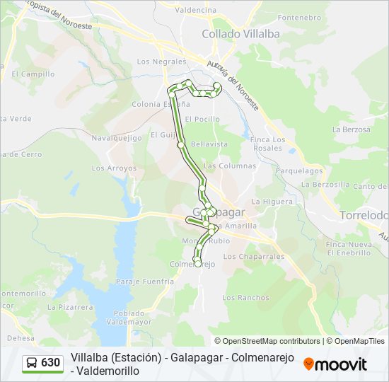 Mapa de 630 de autobús