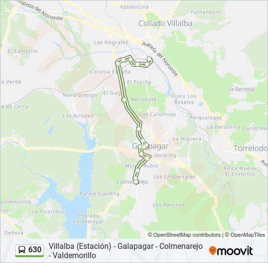 Mapa de 630 de autobús