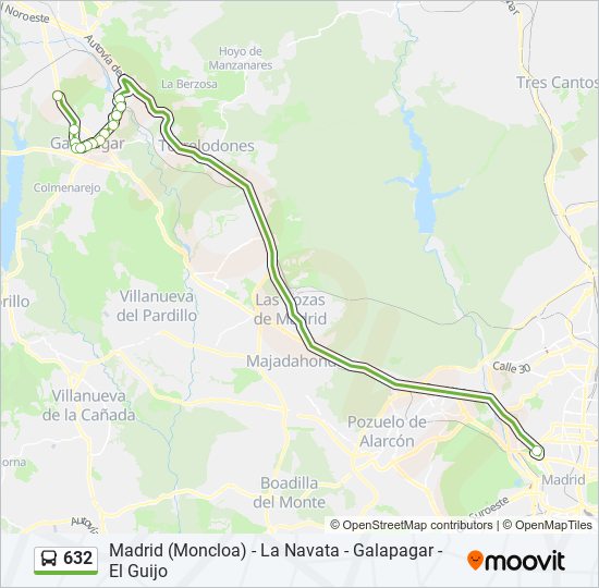 632 bus Mapa de línia