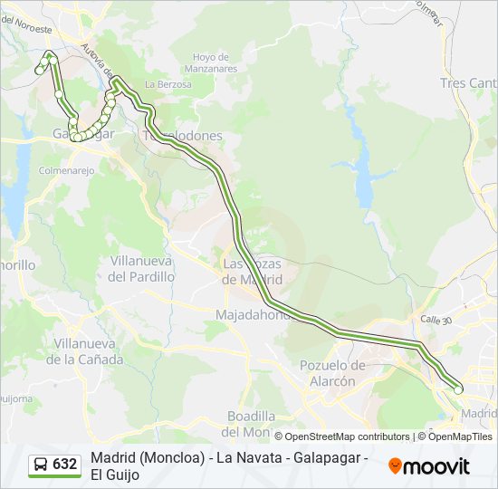 Mapa de 632 de autobús