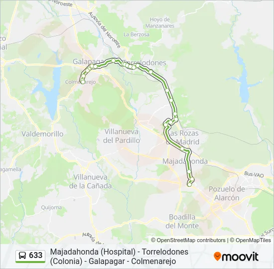 633 Bus Line Map