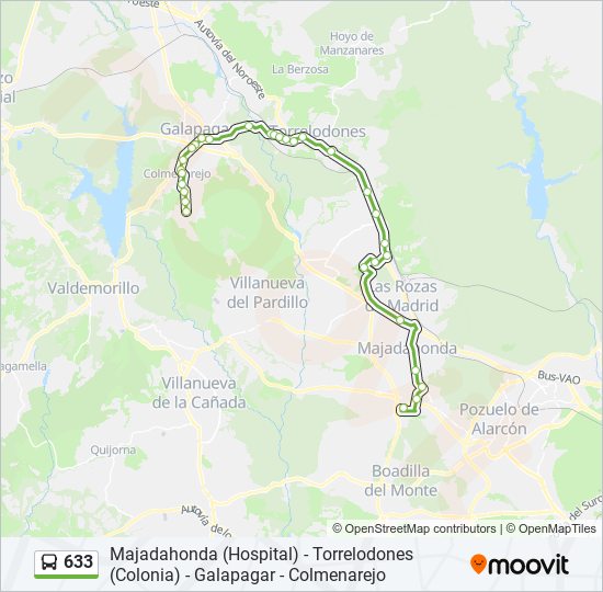 Mapa de 633 de autobús