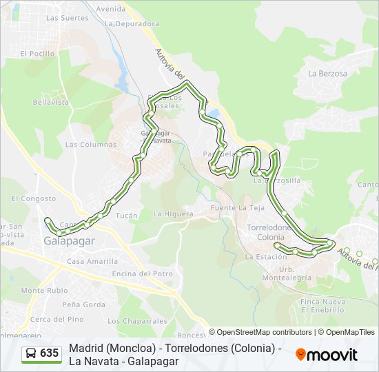 Mapa de 635 de Bus