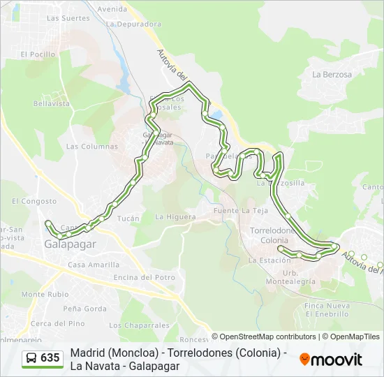 635 Bus Line Map