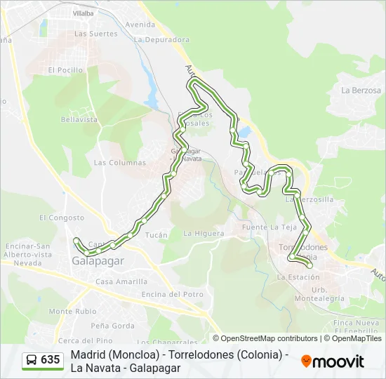 635 Bus Line Map