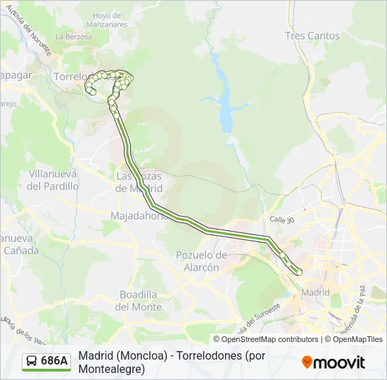 686A Bus Line Map